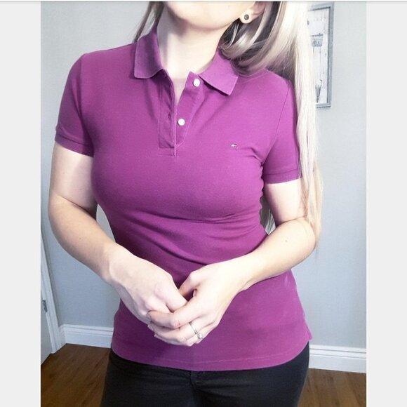 purple/magenta TOMMY HILFIGER POLO - Picture 1 of 3